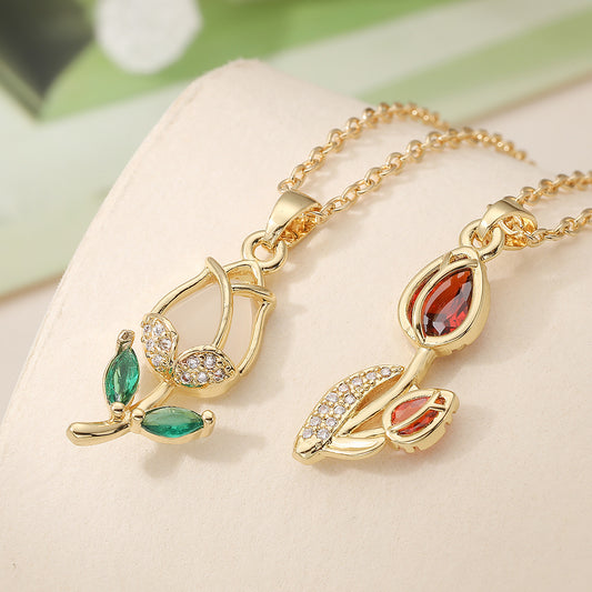 Elegant Minimalist Geometric Brass Rose Pendant Necklace for Women