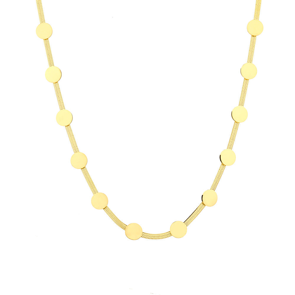 Collar de Cadena Serpiente de Acero de Titanio Geométrico de Moda para Mujer con Acabado Galvanizado y Diseño de Colgante Circular