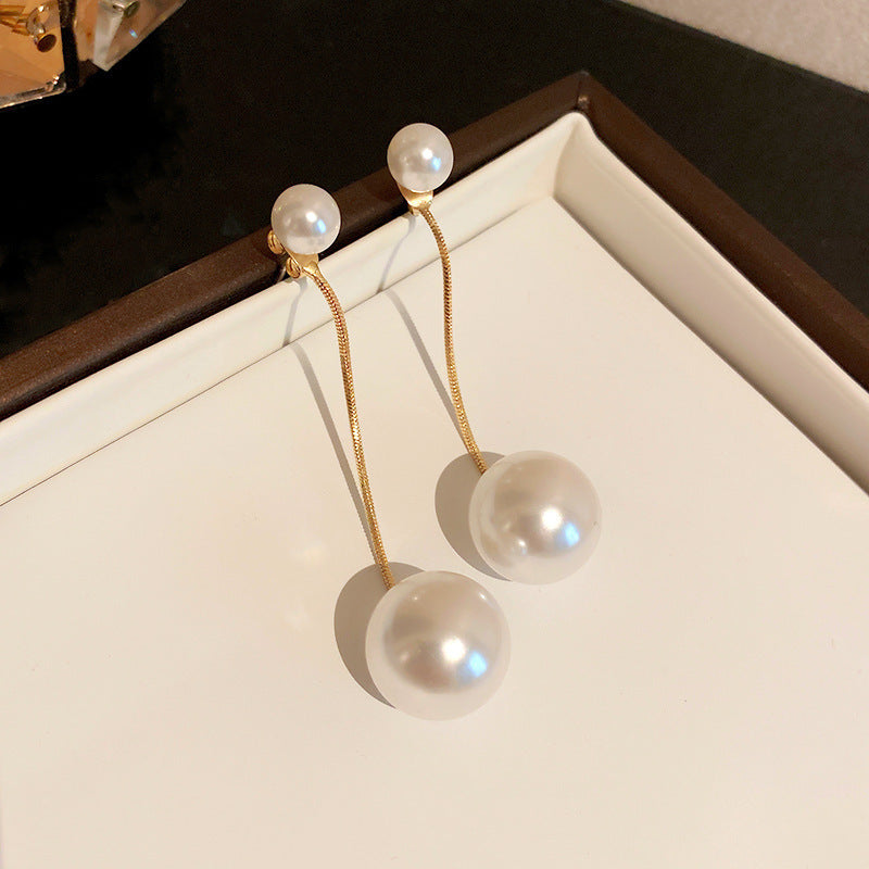 Orecchini a perno con perla geometrica vintage di lusso in rame placcato con perni in acciaio per donna