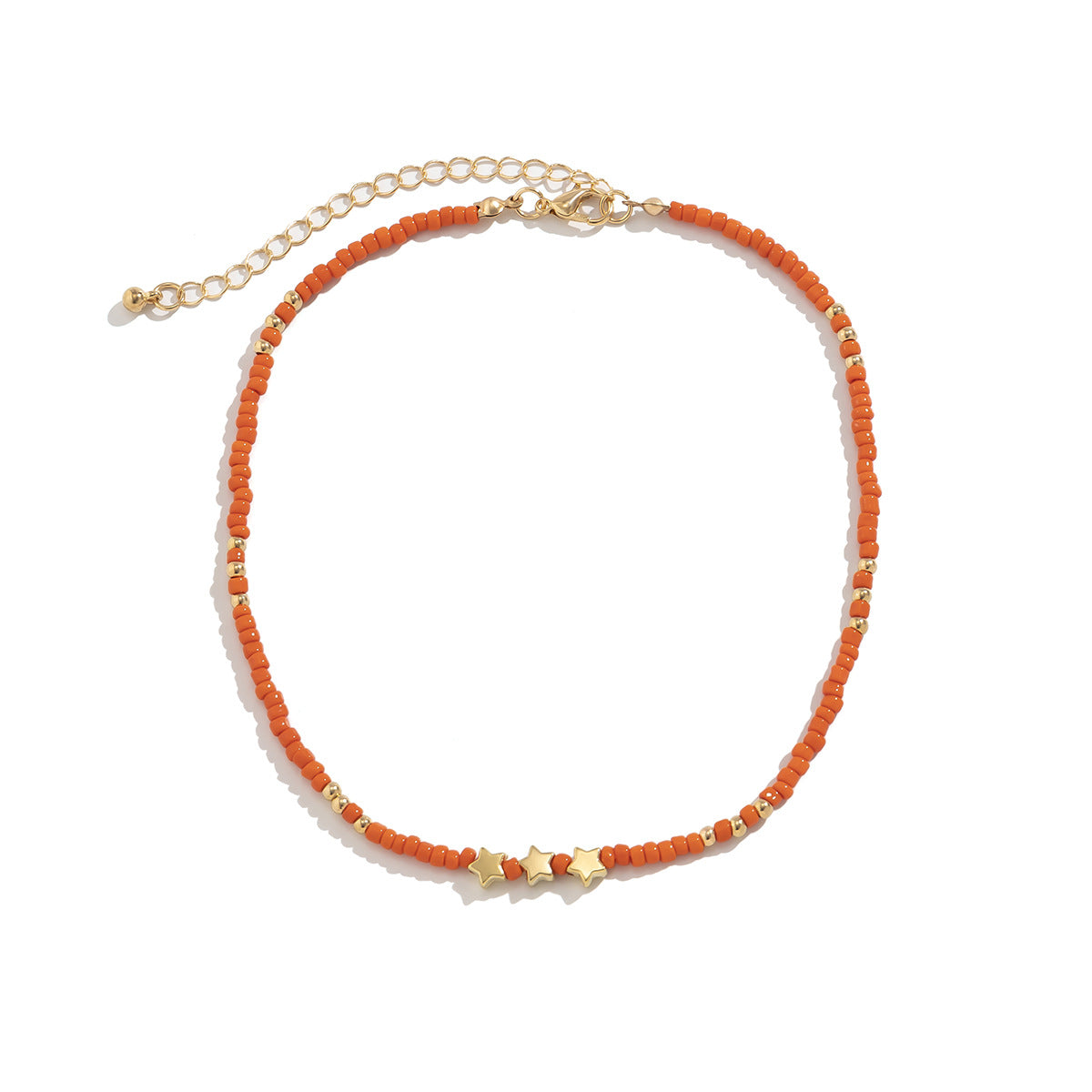 Collana a sospensione geometrica minimalista a forma di stella da donna con perline colorate su catena di perle rotonde