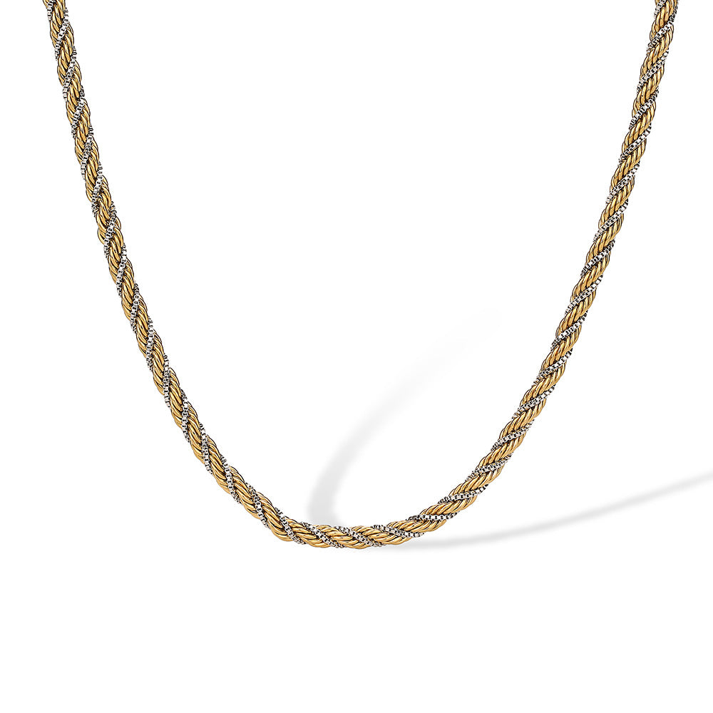 Minimalist Geometric Titanium Steel Necklace for Women with 18K Gold Plating, Hypoallergenic Clavicle Chain