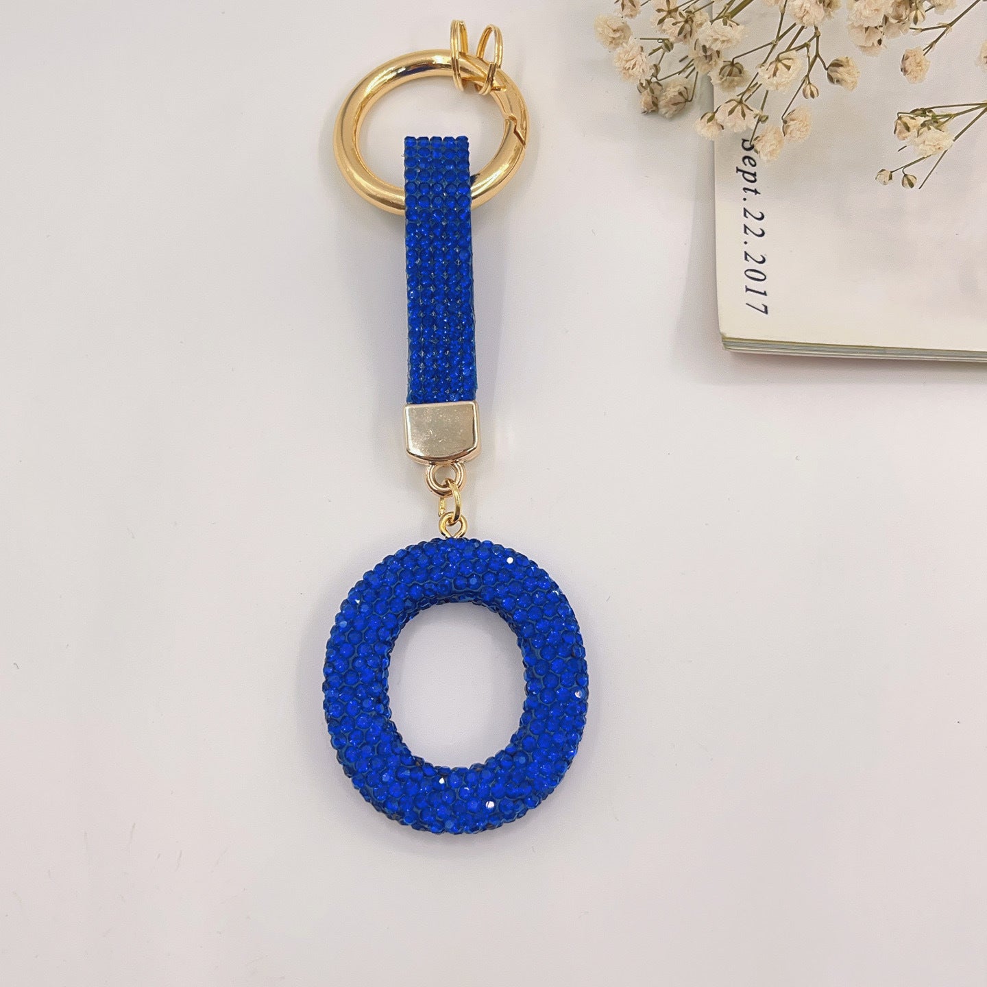 Sweet Rhinestone Inlay Letter Resin Keychain Charm Bar