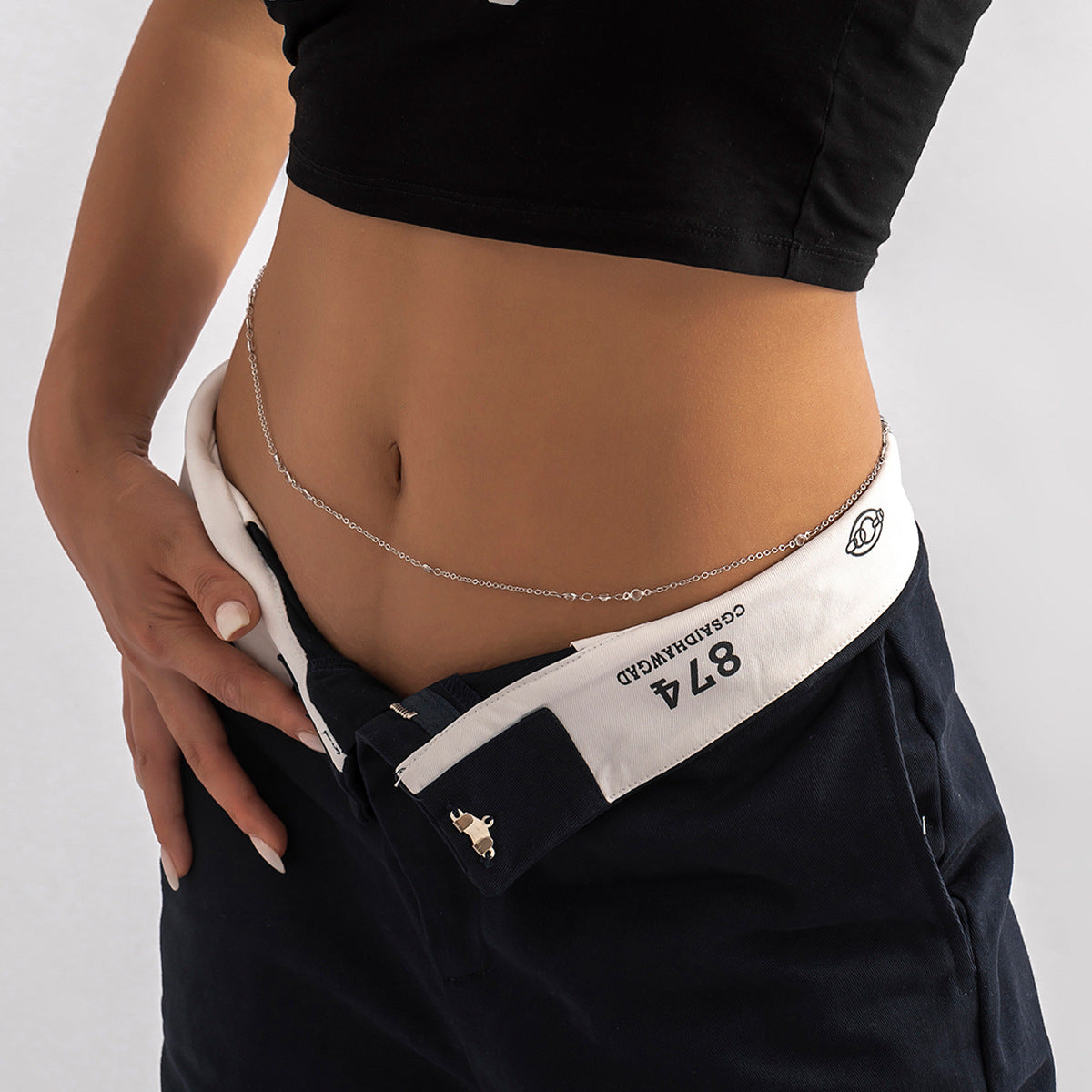 Minimalist Geometric Crystal Punk Hip-hop Body Chain for Women