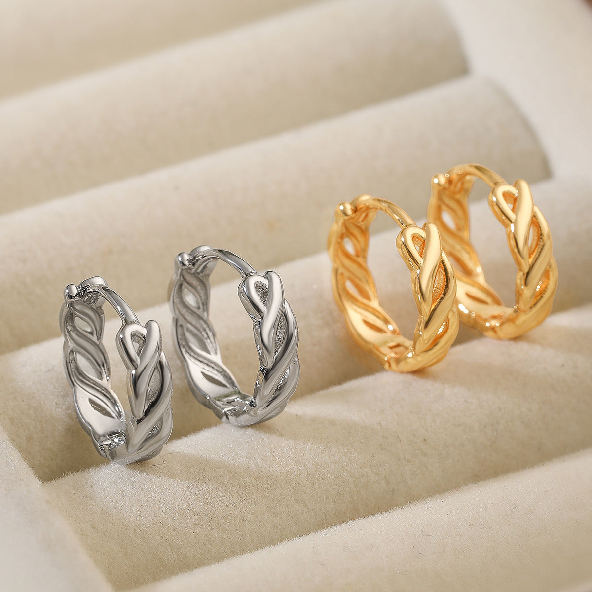 Vintage Geometric Hoop Earrings for Women Made of Brass with 18K Gold Plating, Irregular Minimalist Design for Office Wear