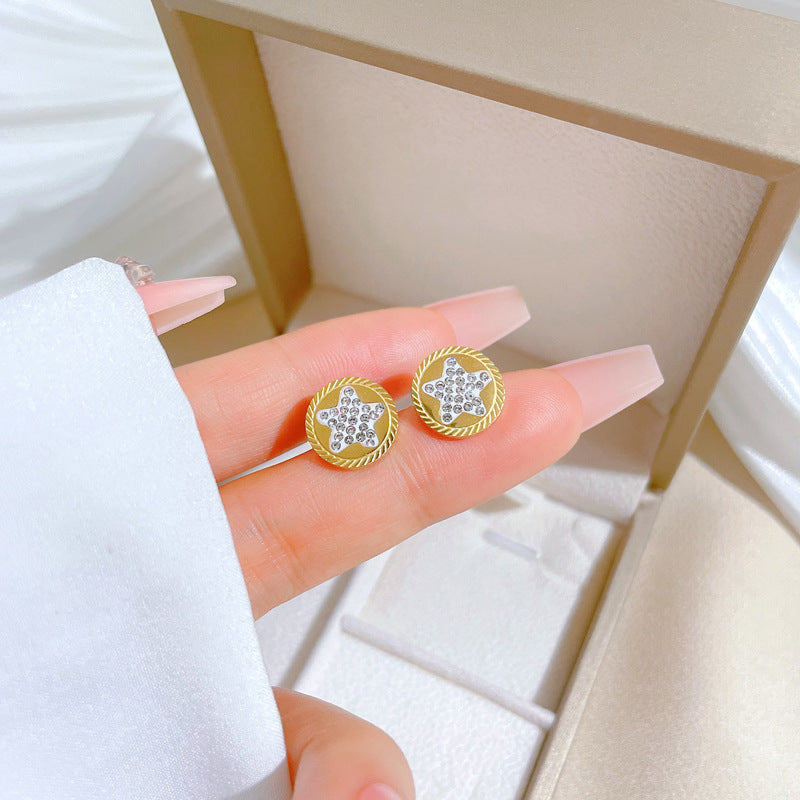 Minimalist Geometric Star-Shaped Titanium Steel Stud Earrings with Plating Finish for Women