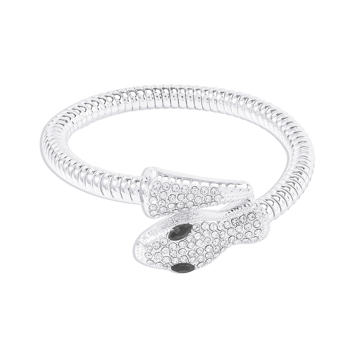 Braccialetto geometrico punk grintoso a forma di serpente con intarsi di strass e ferro galvanizzato