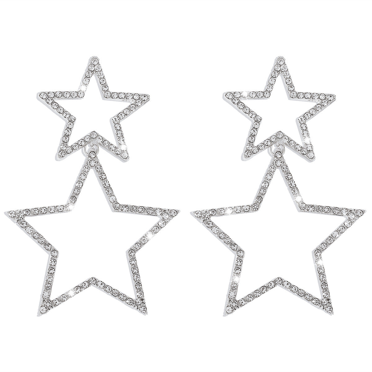 Orecchini a forma di stella, dolci e audaci, con strass, base in lega placcata e perni in acciaio inossidabile