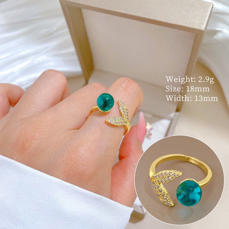 Minimalist Geometric Gold-Plated Brass Open Ring for Women with Crown Shape and Rhinestone Inlay