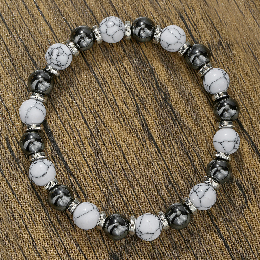 Handmade Natural Tiger's Eye Turquoise Hematite Amethyst Agate Bracelet