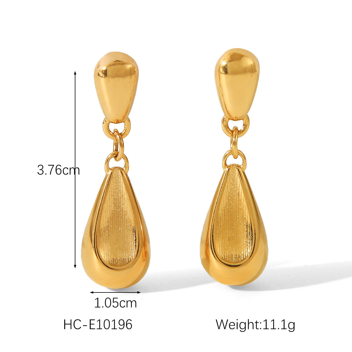 Orecchini da donna geometrici a goccia in acciaio al titanio placcato oro 18K in stile Fashion Ins