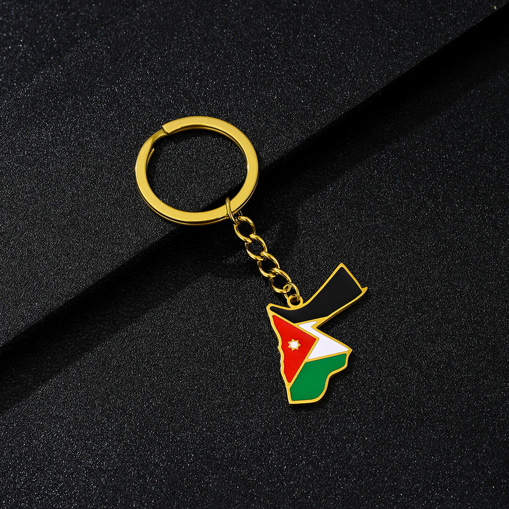 Portachiavi con ciondolo smaltato Jordan stile vintage per uomo e donna, accessorio in acciaio inossidabile di ispirazione etnica