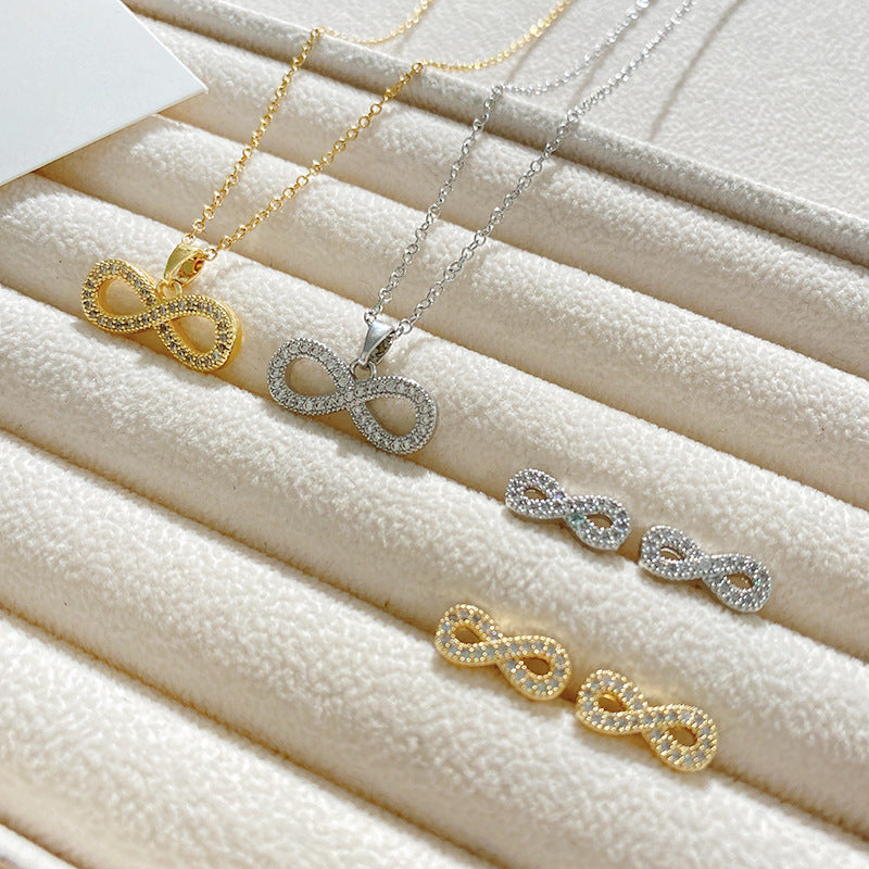 Minimalist Luxury Gold Plated Titanium Steel Number Pendant Necklace with Cubic Zirconia