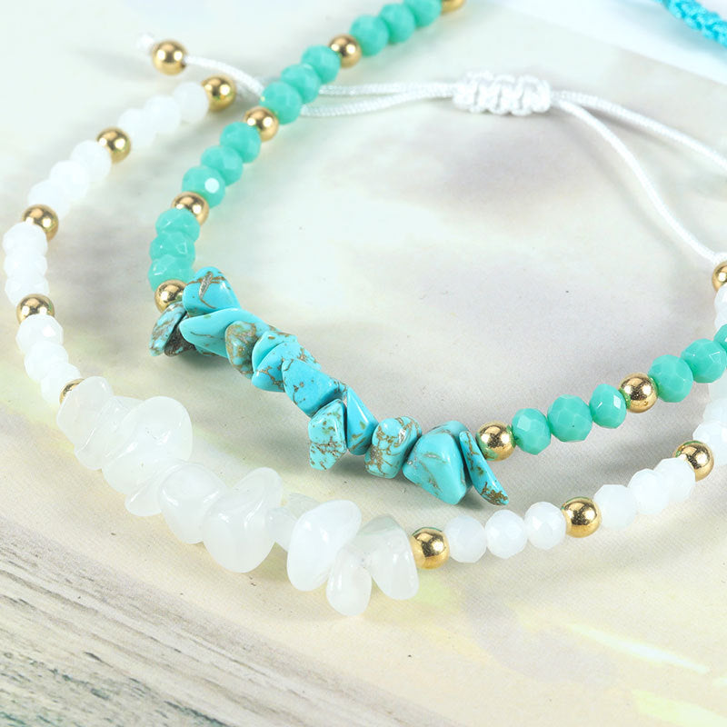 Bohemian Vintage Geometric Natural Crystal Chip Bracelet Unisex Handmade Friendship Jewelry
