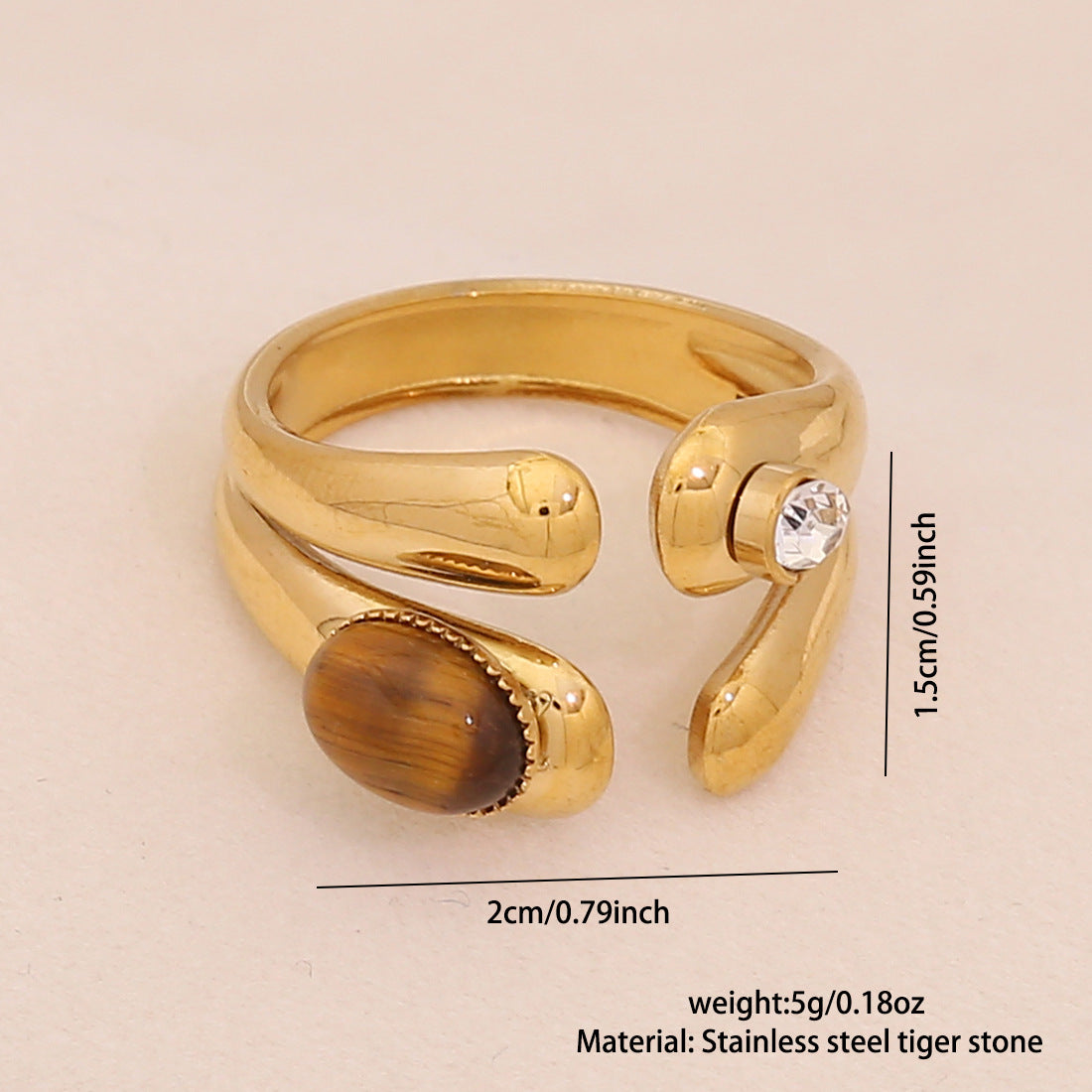 Anello da donna minimalista geometrico retrò in acciaio inossidabile con finitura placcata