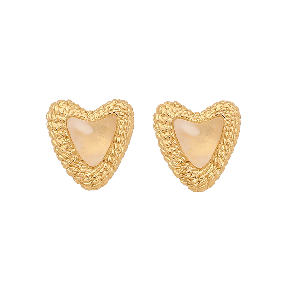 Orecchini a perno da donna in acciaio inossidabile a forma di cuore retrò con finitura placcata