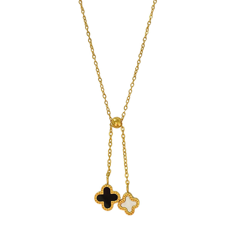 Minimalist Luxury Gold Plated Titanium Steel Plant Tassel Necklace for Unisex