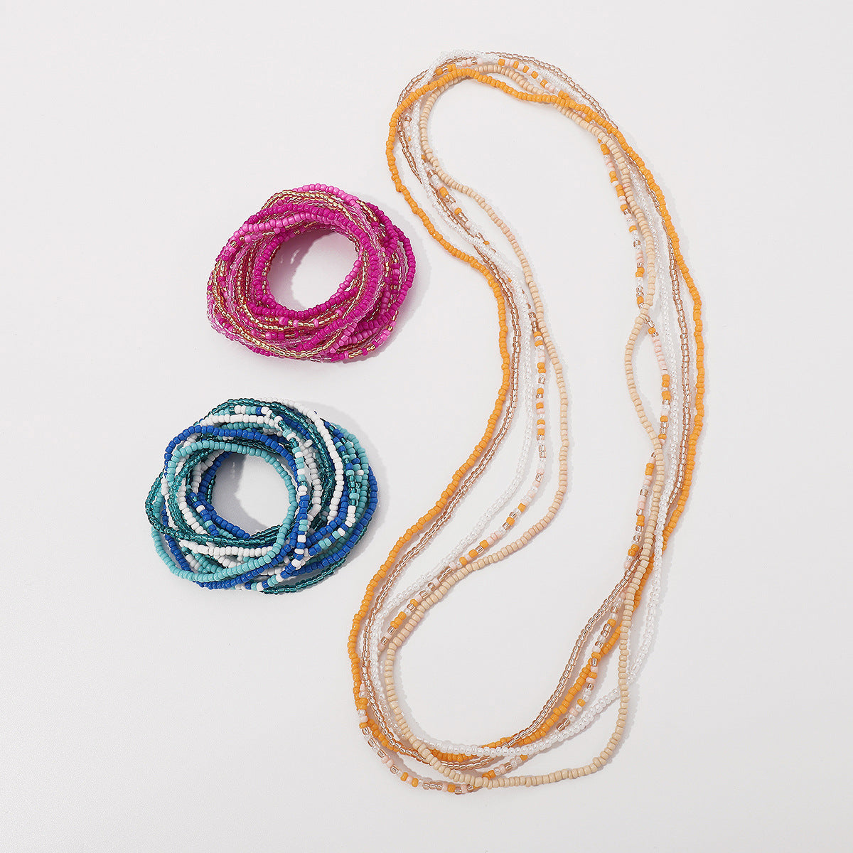 Cadena de cintura geométrica de estilo bohemio con cuentas para mujer con cuerda elástica y detalles hechos a mano