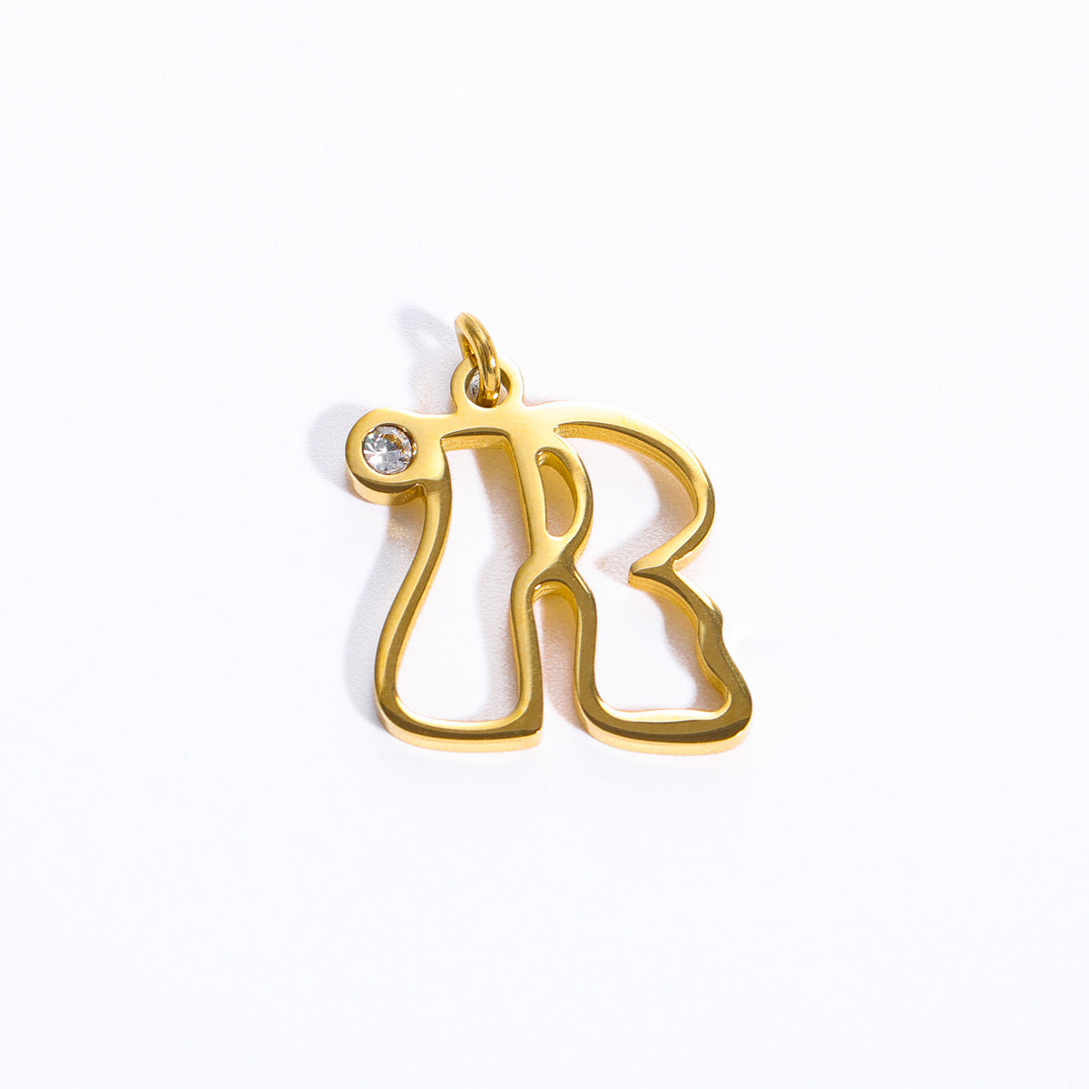 Sweet Stainless Steel Letter Pendant Necklace with Pearl and Cubic Zirconia