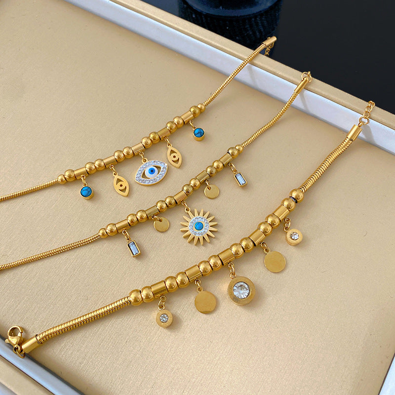 Sweet Minimalist Star Plated Titanium Steel Snake Chain Bracelet