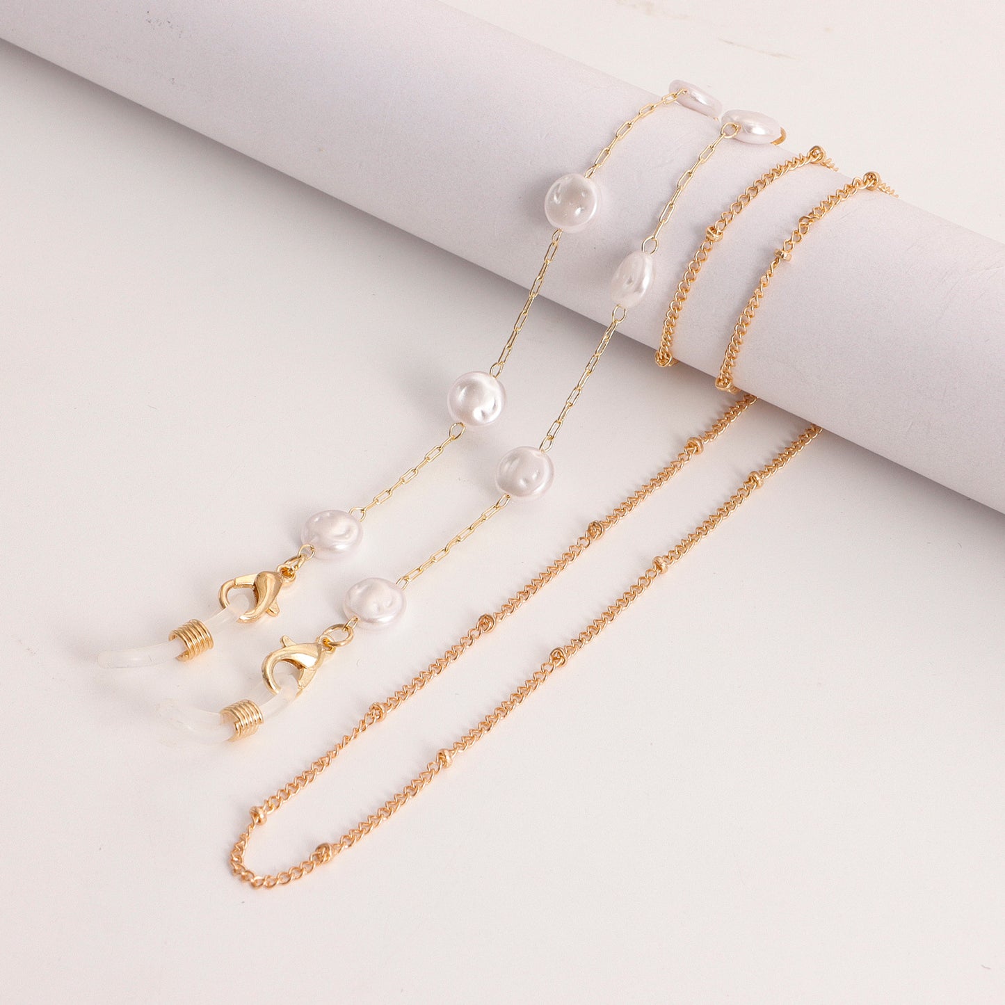 Evil Eye Imitation Pearl Alloy Mask Chain and Eyeglass Chain