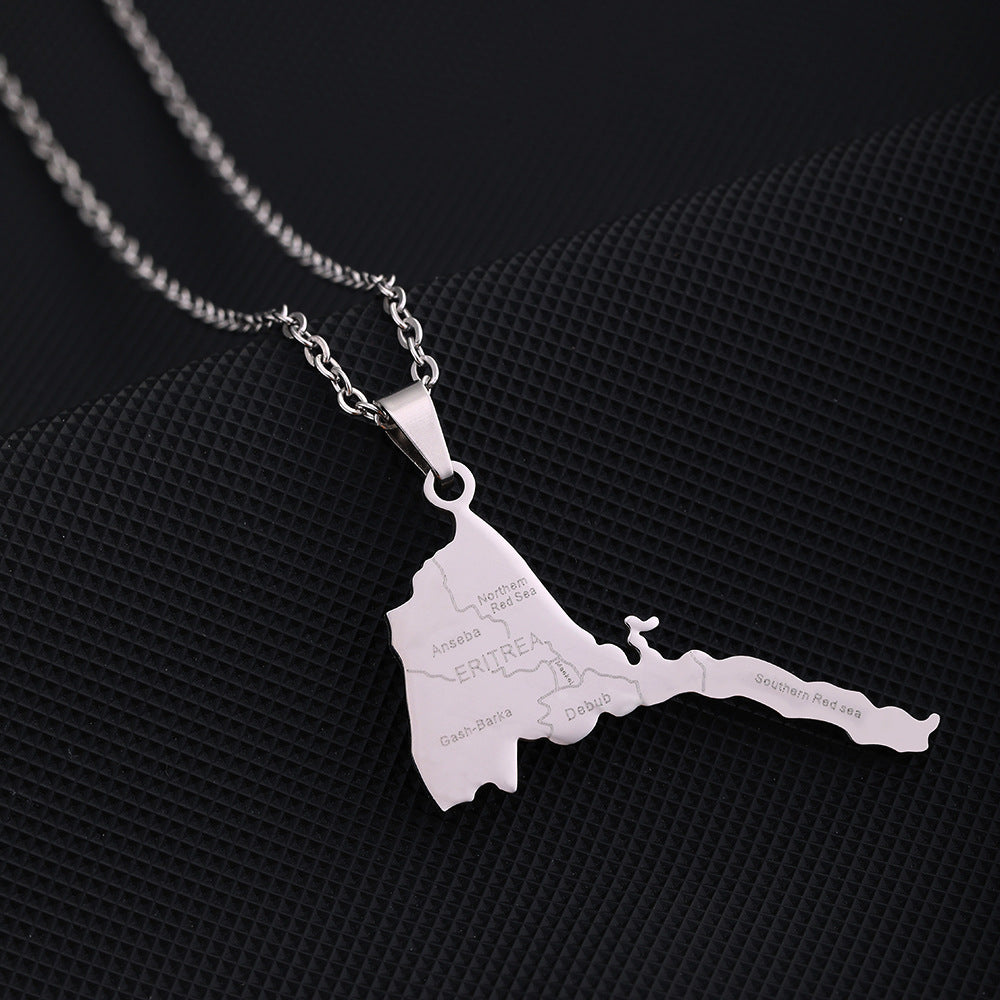 Retro Geometric Pendant Necklace in Stainless Steel with Enamel Finish for Unisex Wear