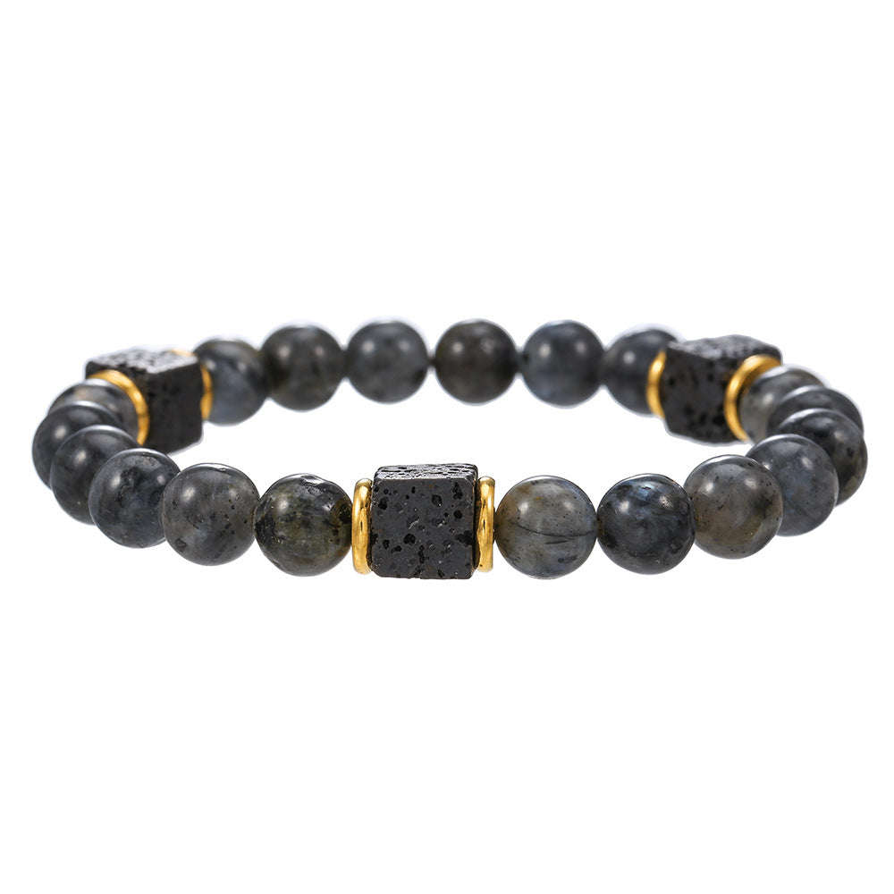 Handmade Matte Round Volcanic Stone Bracelet Unisex Geometric Jewelry