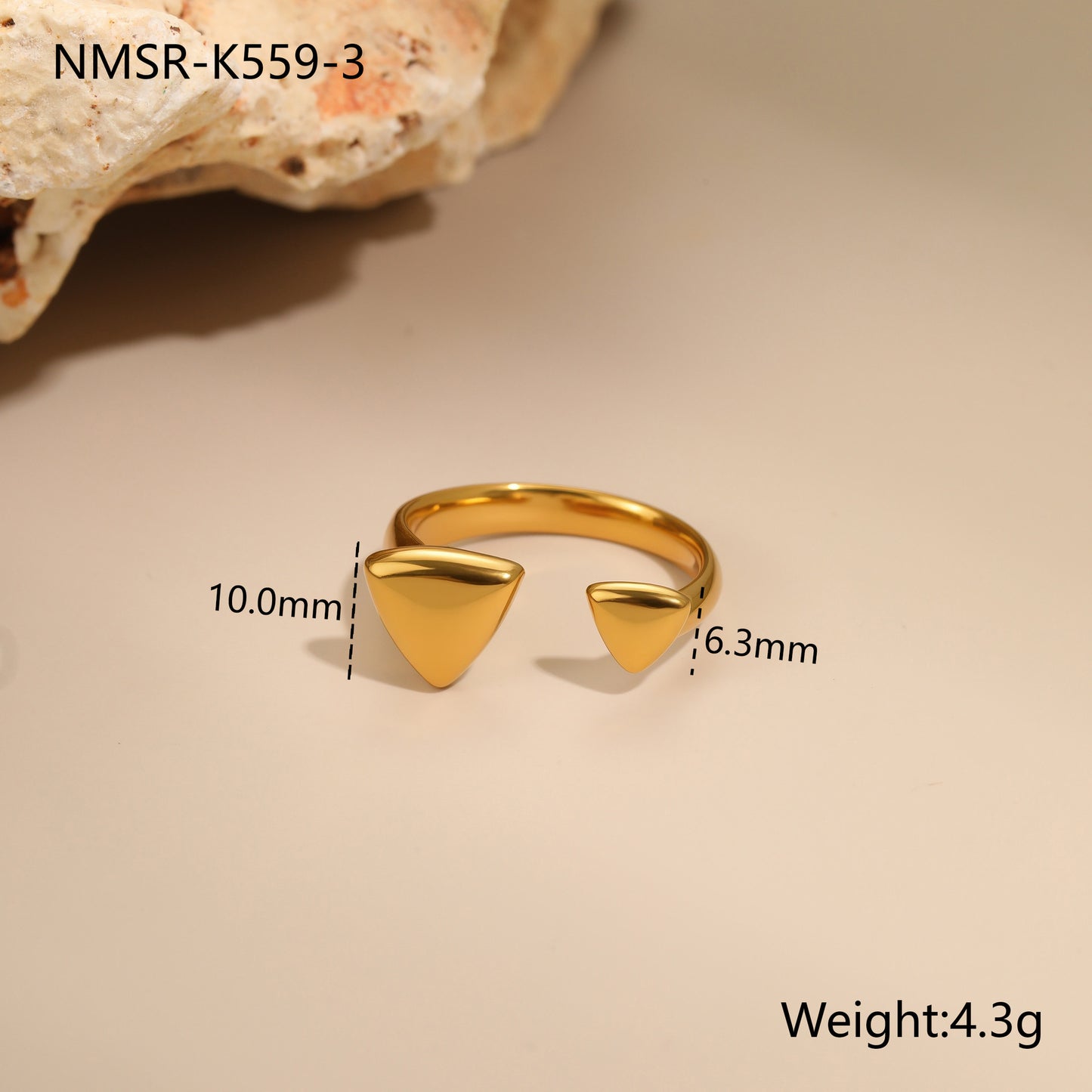 Minimalist Stainless Steel Star-Shaped Geometric Open Ring with 18K Gold Plating for Women