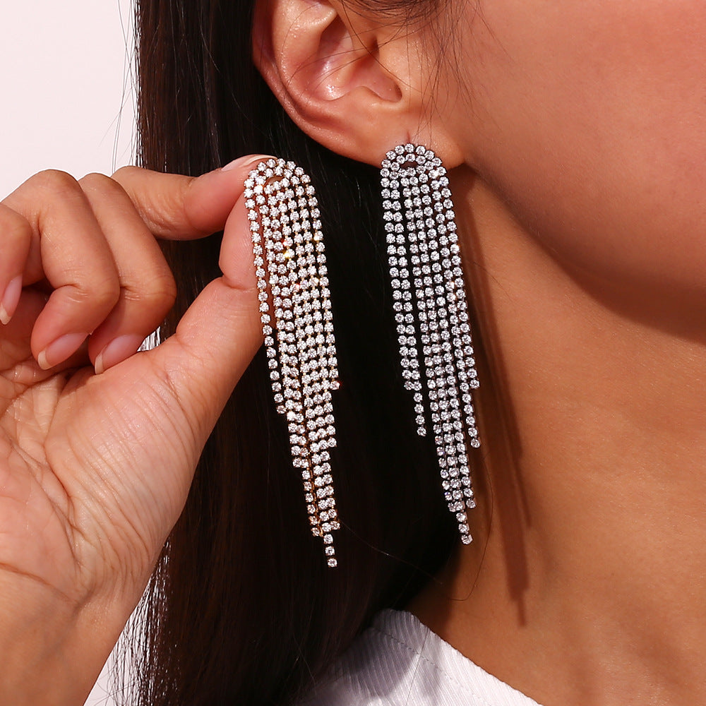 Fashionable Geometric Stainless Steel Earrings with 18K Gold Plating and Micro-Paved Zirconia for Women