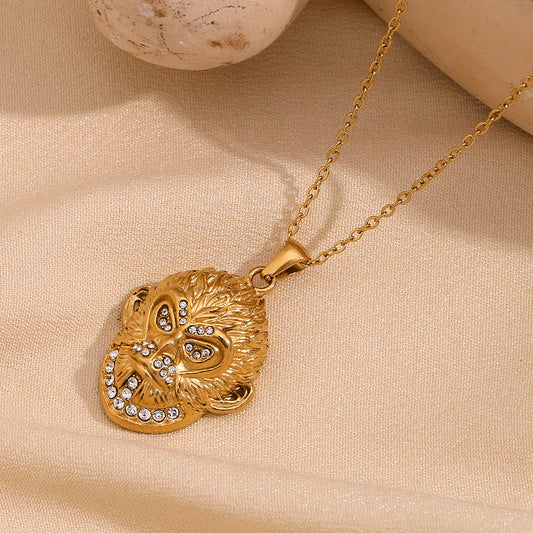 Collar colgante Wukong mitología negra de acero inoxidable chapado en oro de 18 quilates geométrico minimalista de moda para mujer