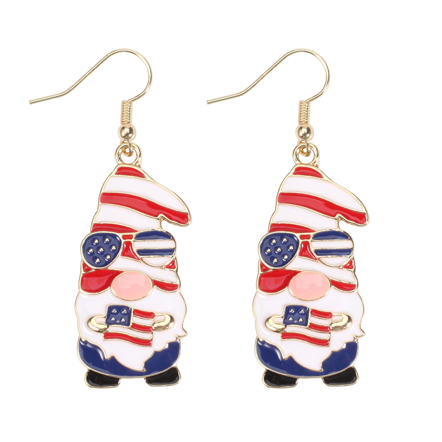 Plated Alloy Star Earrings with Christmas Santa Claus and American Flag Elements