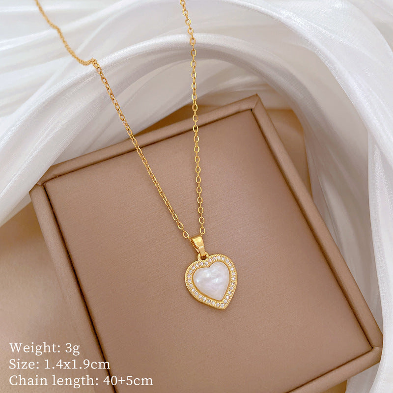 Luxury Titanium Steel Heart Geometric Necklace and Earrings Set