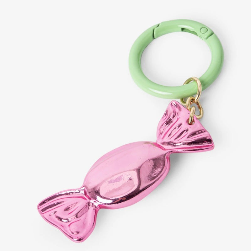 Sweet Solid Color Resin Heart Teardrop Bag Charm with Plated Beads and Rope