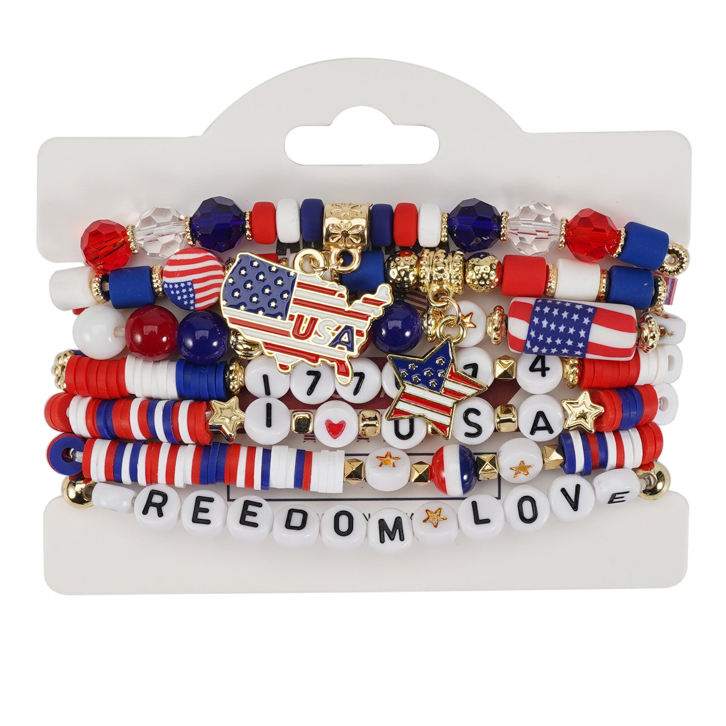 Geometric Resin Bracelet Unisex Patriotic Gift