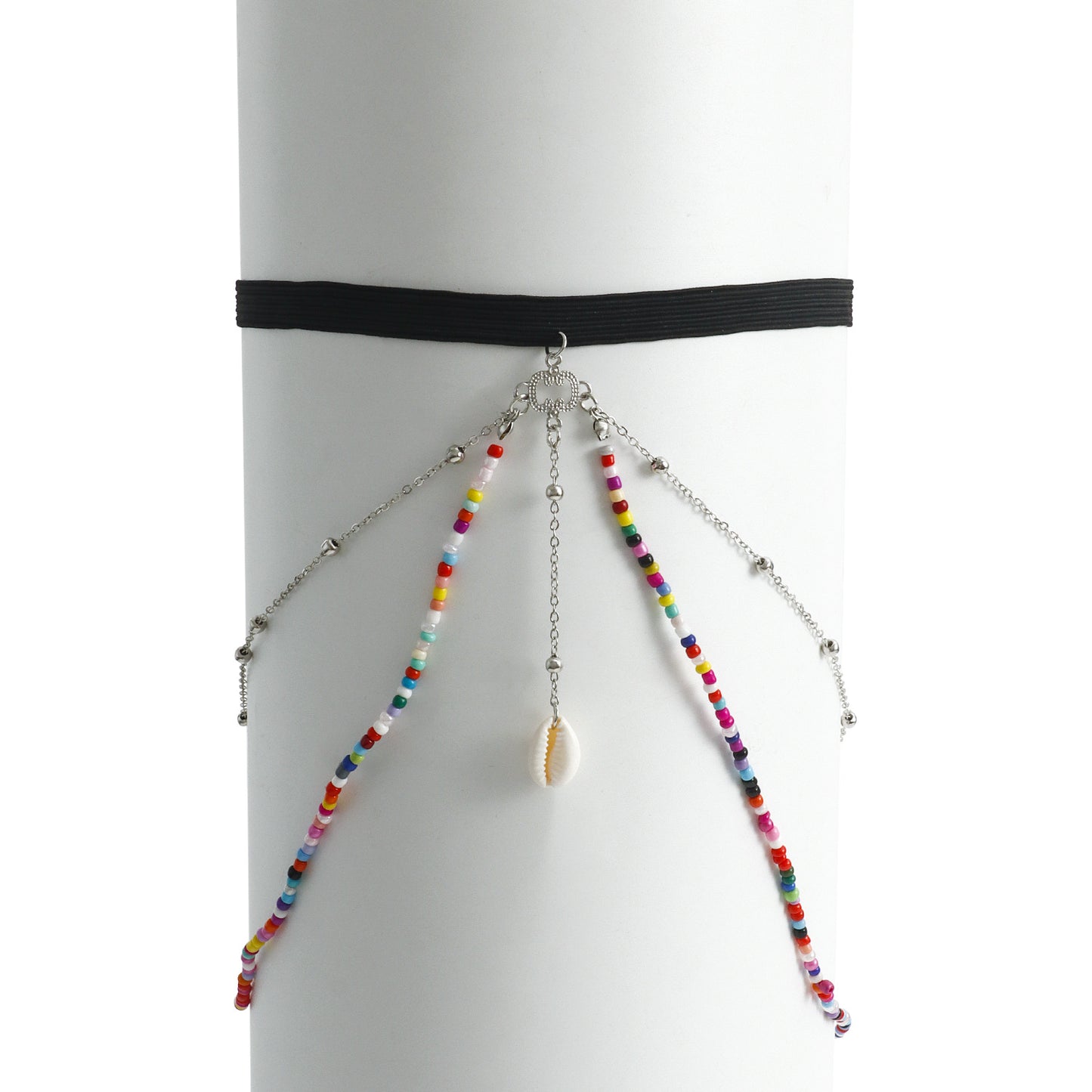 Geometric Style Alloy Anklet with Colorful Seed Beads and Pearl Accents for Women Bohemian Beach Body Chain