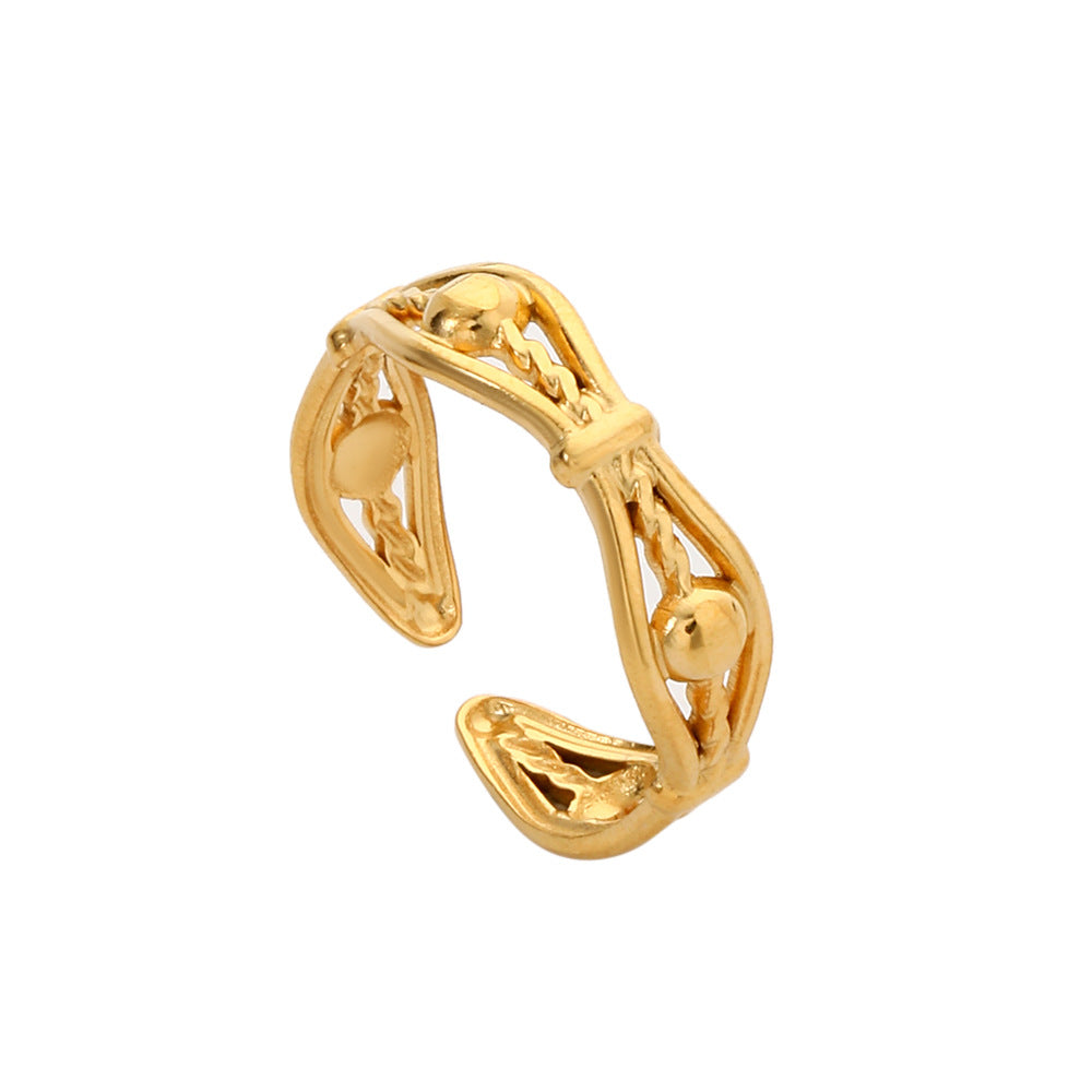 Minimalist Geometric Heart Plated Stainless Steel Adjustable Ring for Unisex