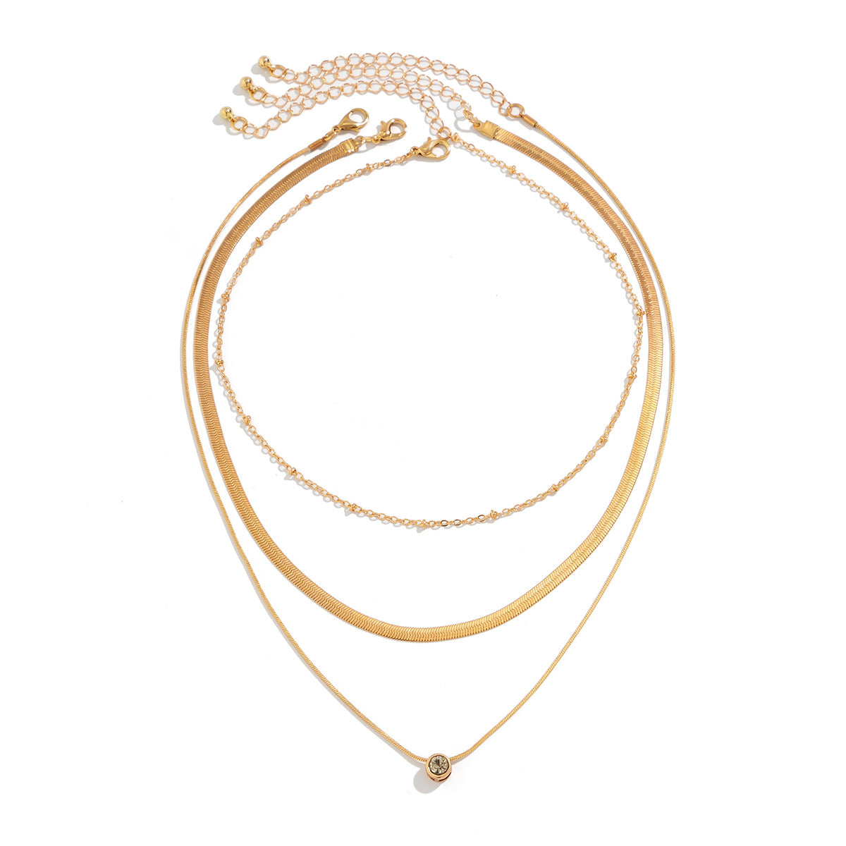 Collana Minimalista a Cuore in Rame con Intarsio di Strass e Catena Snake per Donna