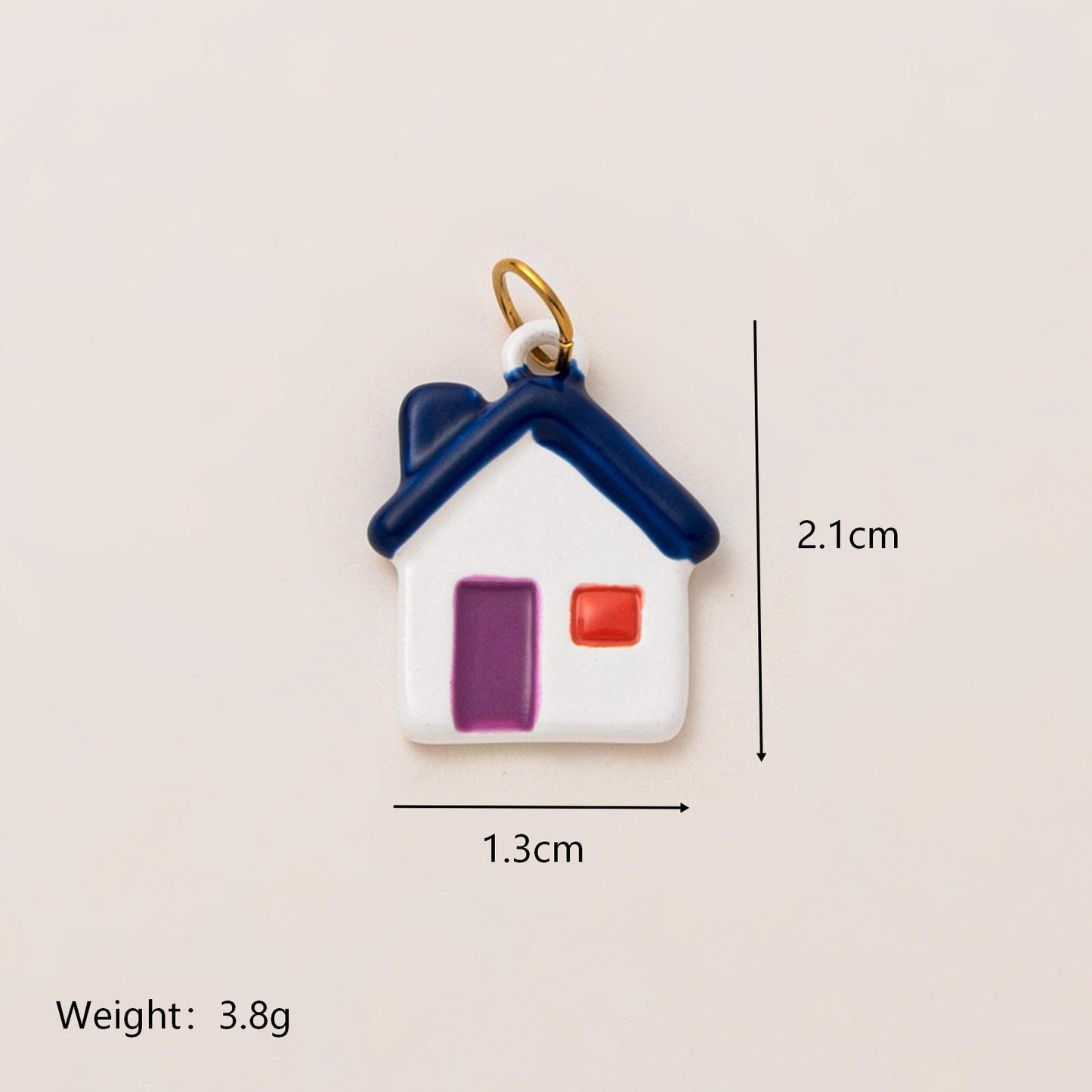 Minimalist Luxury Colorful House Star Heart Geometric Cubic Zirconia Inlay 18K Gold Plated Stainless Steel Pendant Necklace for Unisex