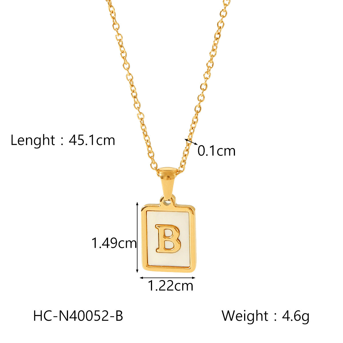 Minimalist Letter Pendant Necklace in Titanium Steel with 18K Gold Plating on Stainless Steel Chain for Women