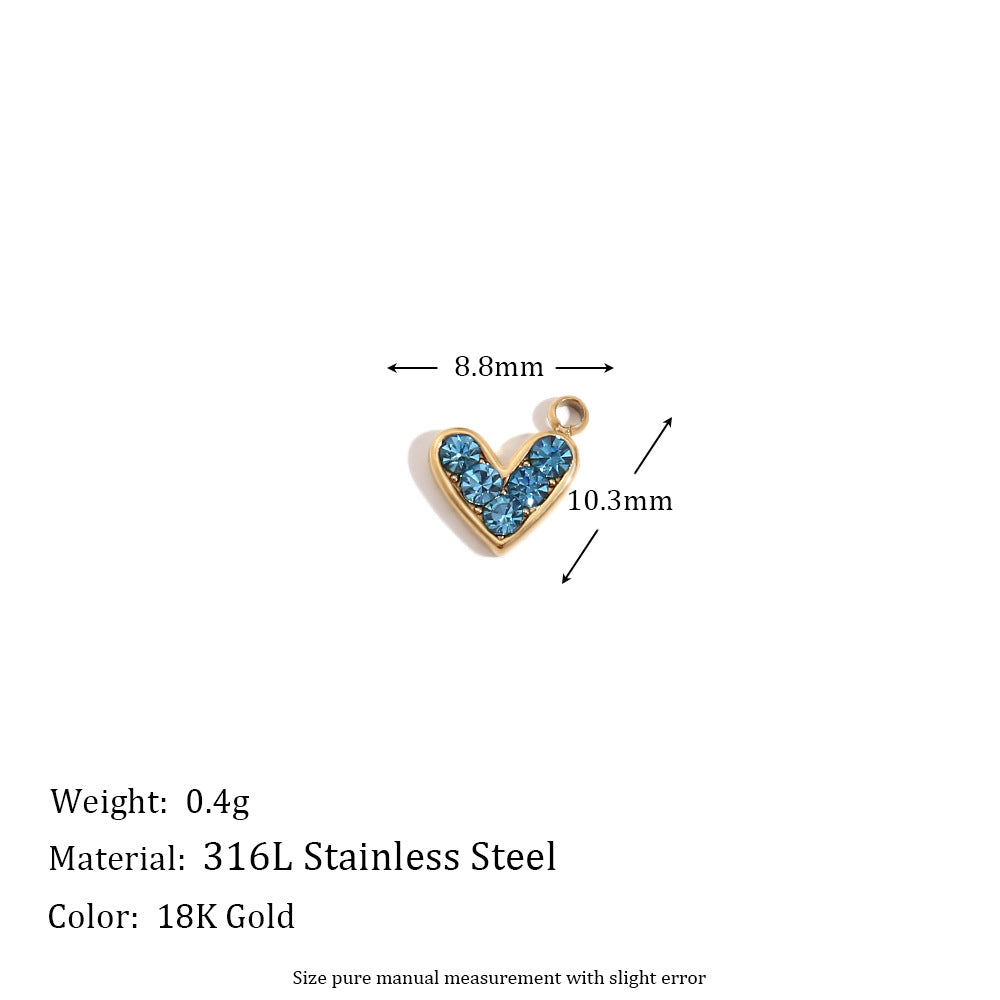 Minimalist Geometric Heart Pendant for Women Stainless Steel with 18K Gold Plating and Micro-Pave Colored Rhinestones