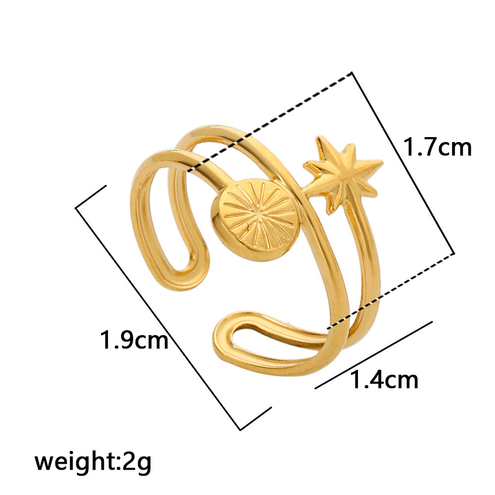 Minimalist Geometric Heart Plated Stainless Steel Adjustable Ring for Unisex