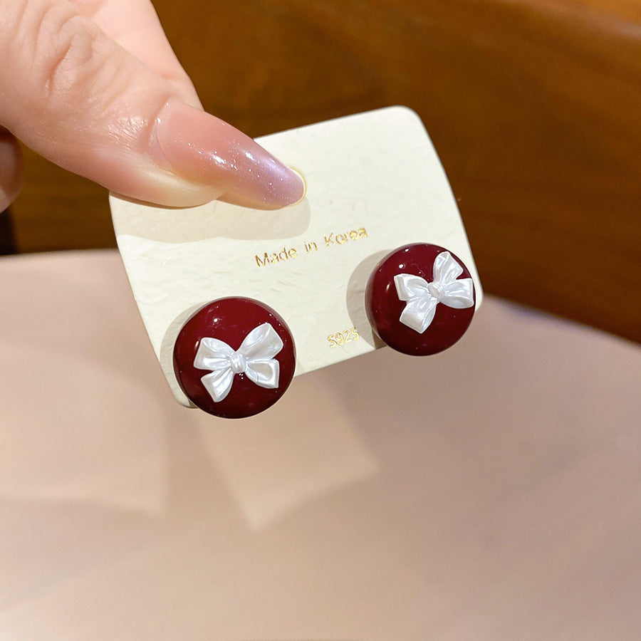 Retro Minimalist Geometric Resin Earrings with Zirconia Accents and 925 Silver Posts for Women