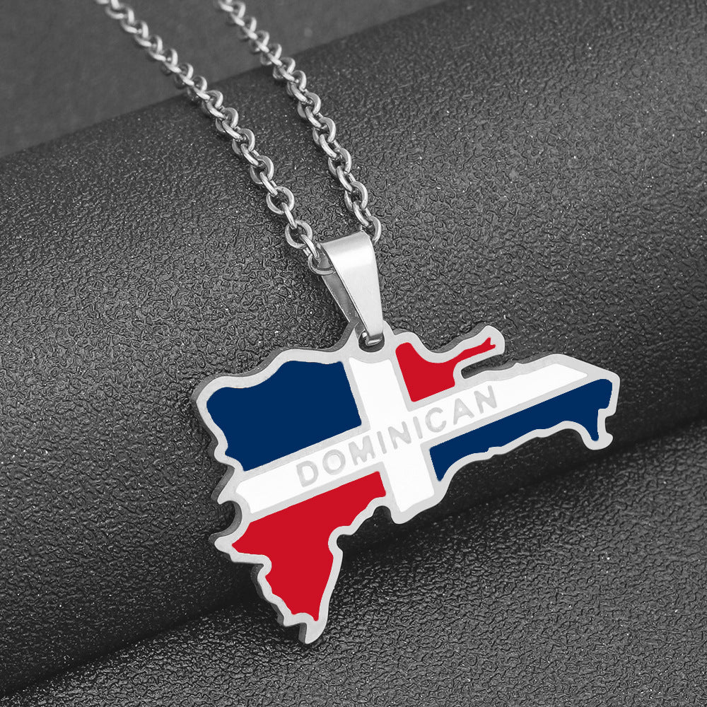 Collar de estilo vintage con colgante geométrico esmaltado para hombre y mujer, de acero inoxidable y titanio, cadena en O, accesorio de moda
