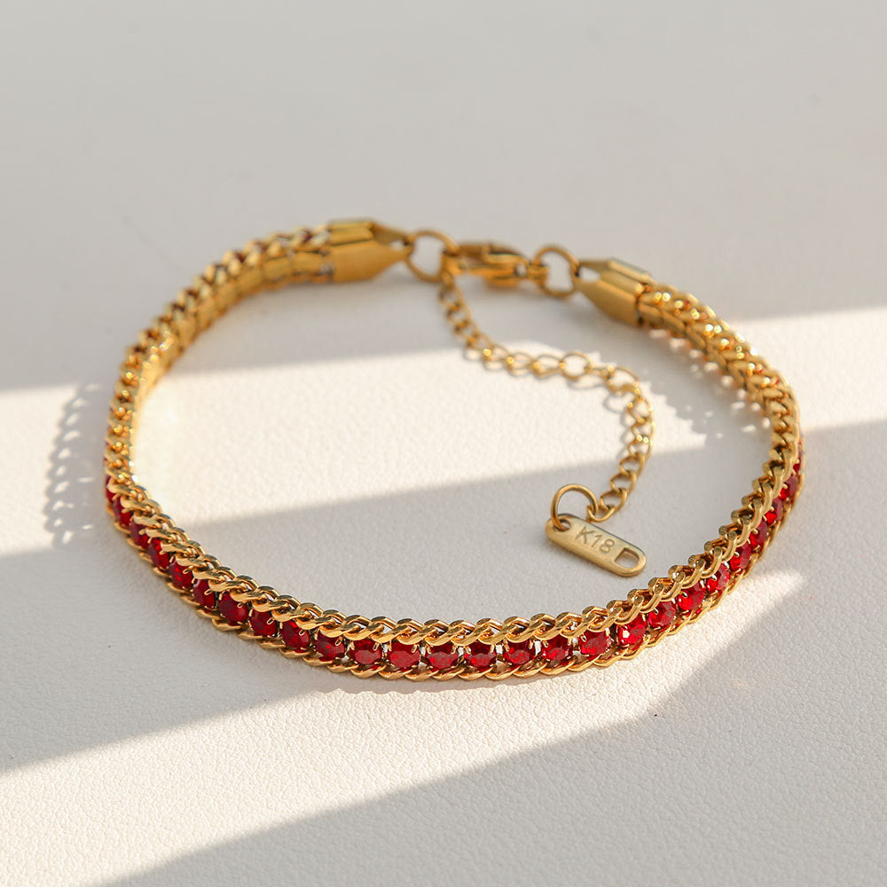Minimalist U-Shaped Titanium Steel Bracelet for Women with Rhinestone Inlay and Plated Finish