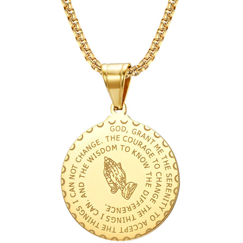 Minimalist Round Pendant Necklace in Stainless Steel with Titanium Steel Charm and Electroplated Finish for Men and Women