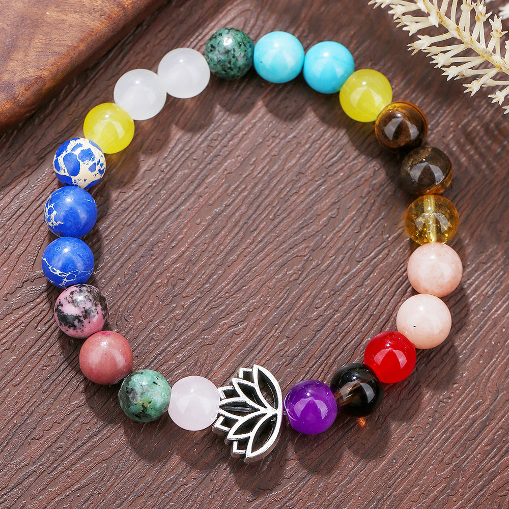 Round Agate Beaded Bracelet