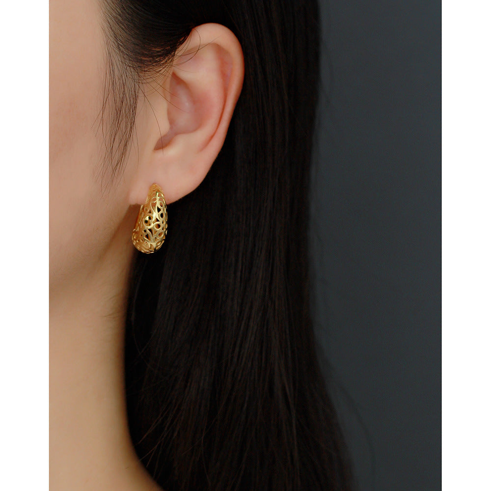 Elegant Geometric 925 Sterling Silver Plated Large Hoop Earrings for Women
