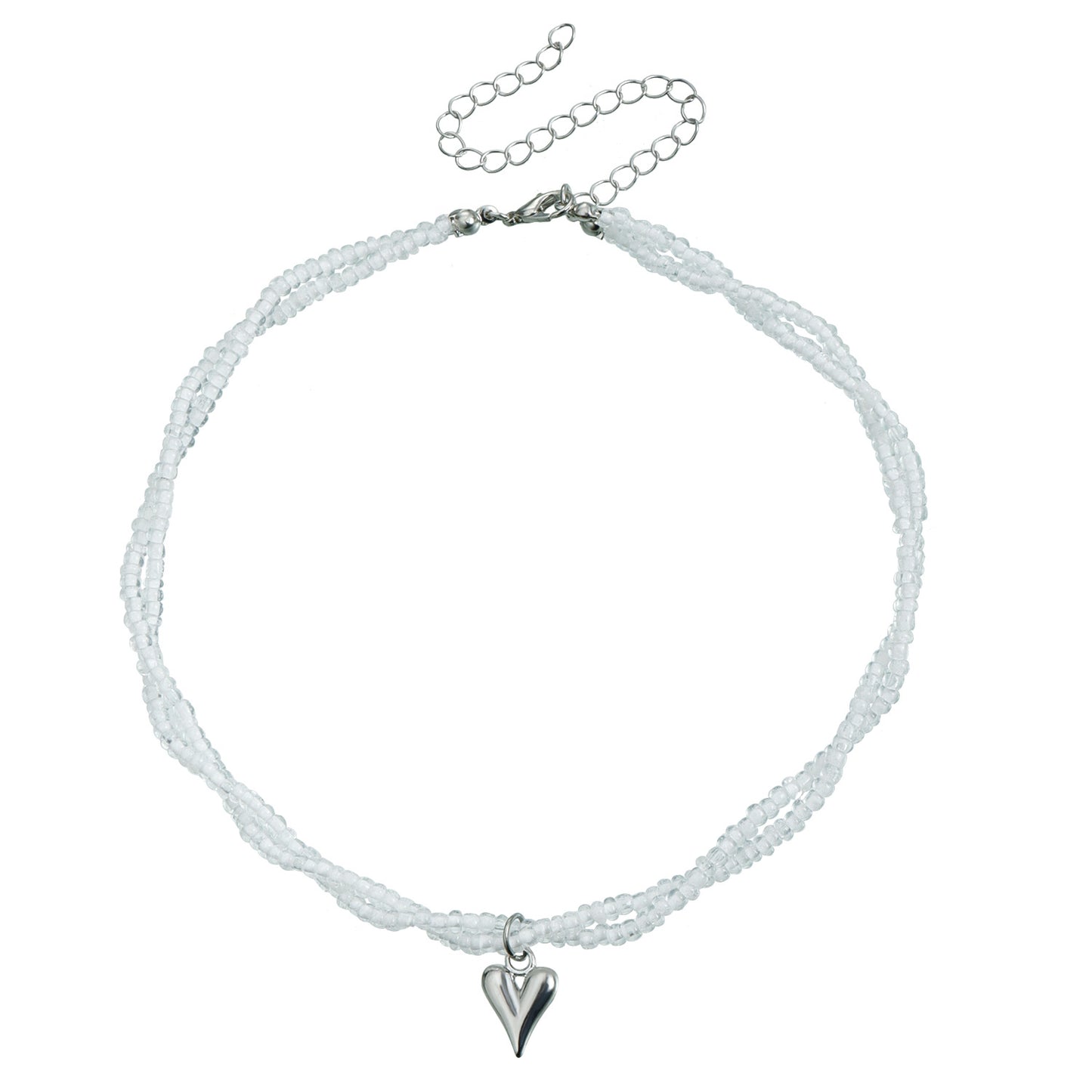 Minimalist Double-Layer Crystal Heart Pendant Necklace for Women Alloy with Electroplating Finish