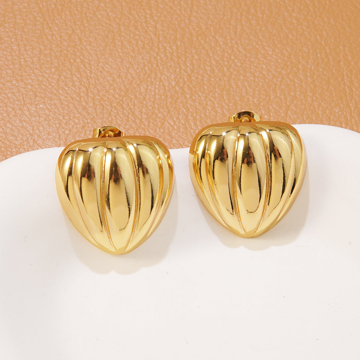 Minimalist Sweet Heart Geometric Stainless Steel Earrings for Women