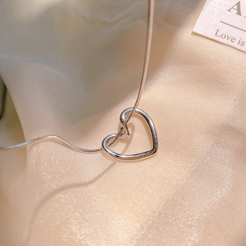 Sweet Streetwear Hollow Butterfly Heart Titanium Steel Plated Snake Chain Necklace