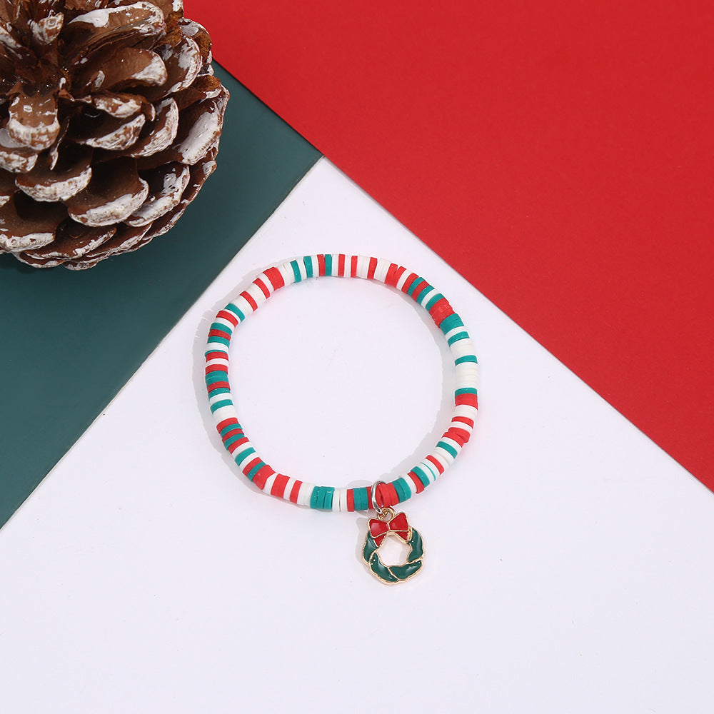 Casual Geometric Resin Beaded Bracelet with Christmas Charms for Unisex